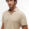 New York Label Polo i bomulls- och linneblandning