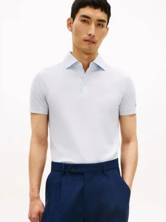 New York Label Slim Fit Mercerized Polo