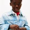 Oversize-jeansjacka med vågigt flaggmönster för barn Oversize-jeansjacka med vågigt flaggmönster för barn