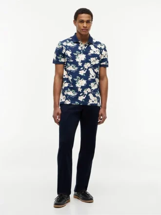 Pikétröja med blommönster i normal passform