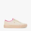Platformsneakers i canvas med blandad struktur Platformsneakers i canvas med blandad struktur