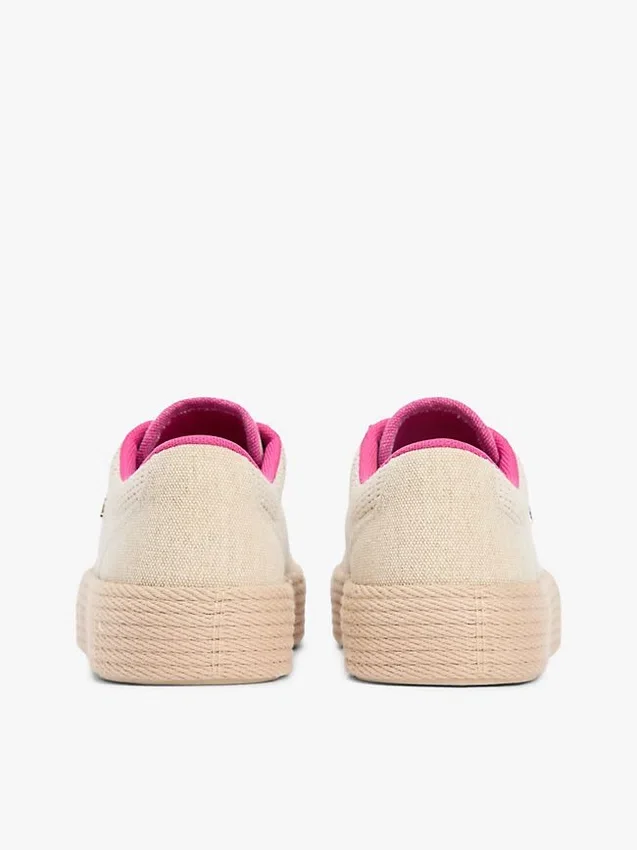 Platformsneakers i canvas med blandad struktur Platformsneakers i canvas med blandad struktur