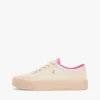 Platformsneakers i canvas med blandad struktur Platformsneakers i canvas med blandad struktur