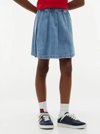 Plisserad jeanskjol för barn