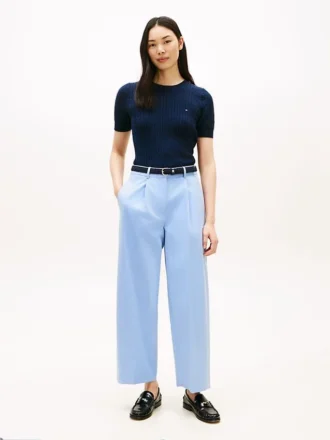Plisserad twill-chino
