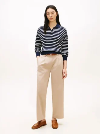 Plisserad twill-chino