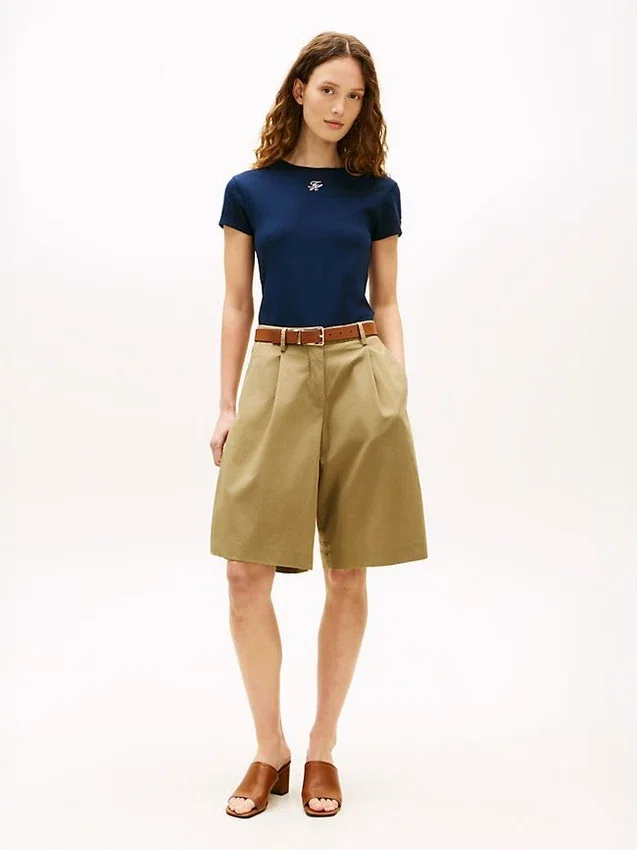 Plisserade poplin-shorts Plisserade poplin-shorts