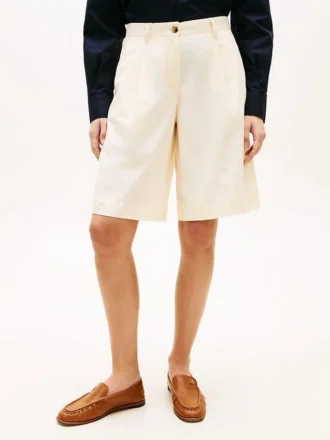 Plisserade poplin-shorts