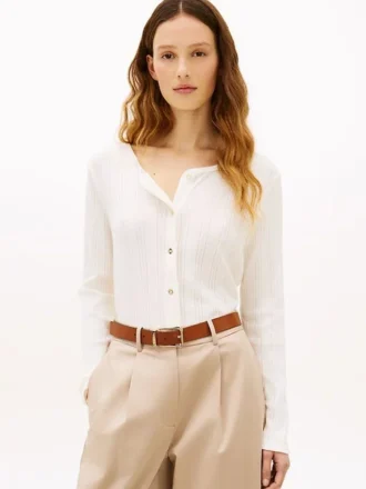 Pointelle T-shirt-kofta