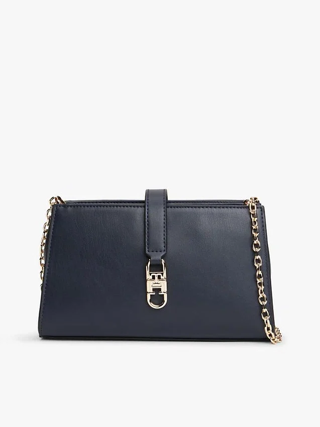 Polerad crossbody-väska med monogram och kedja Polerad crossbody-väska med monogram och kedja