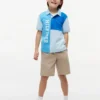 Polo i stretch med färgblock och logotyp för barn