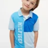 Polo i stretch med färgblock och logotyp för barn
