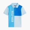 Polo i stretch med färgblock och logotyp för barn