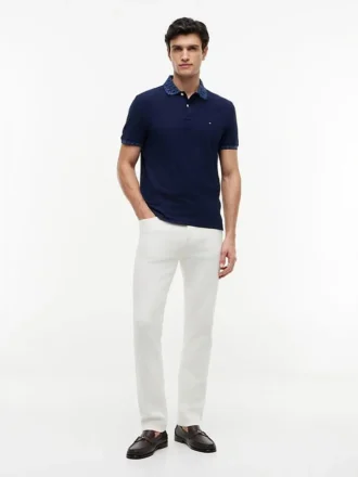 Polo med jacquardkrage i normal passform