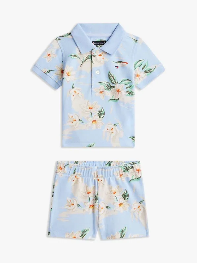 Polo- och shortsset med blommönster för Baby Polo- och shortsset med blommönster för Baby