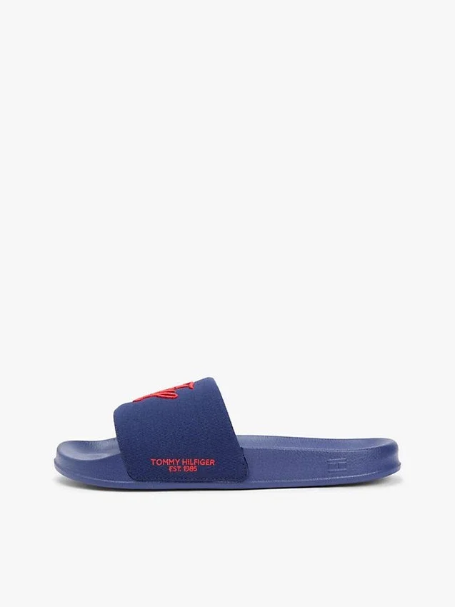 Pooltofflor i canvas med monogram Pooltofflor i canvas med monogram