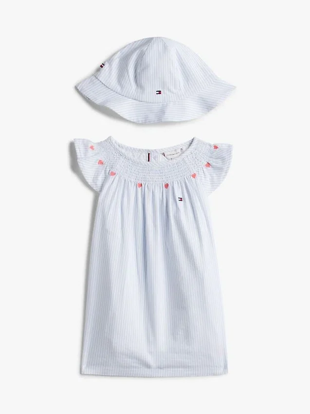 Presentpaket med randig klänning och hatt för Baby Presentpaket med randig klänning och hatt för Baby