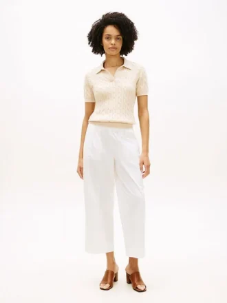Pull-On Wide-Leg Ankle Byxor