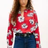 Pullover i crepe med blommönster