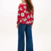 Pullover i crepe med blommönster