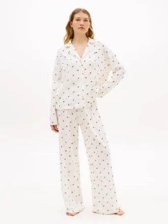 Pyjamasbyxor i jersey med blommönster