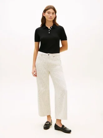 Railroad Stripe High-Rise Wide Leg Jeans