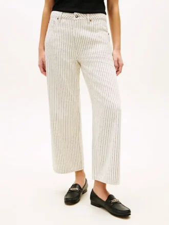 Railroad Stripe High-Rise Wide Leg Jeans