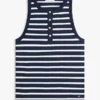 Randig Henley-linne med guldknappar Randig Henley-linne med guldknappar