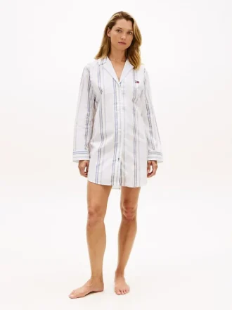 Randig poplin-nattklänning Randig poplin-nattklänning
