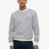Randig sweatshirt i frotté med rund hals Randig sweatshirt i frotté med rund hals