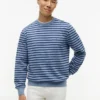 Randig sweatshirt i frotté med rund hals Randig sweatshirt i frotté med rund hals