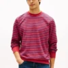 Randig sweatshirt i frotté med rund hals Randig sweatshirt i frotté med rund hals