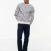 Randig sweatshirt i frotté med rund hals Randig sweatshirt i frotté med rund hals