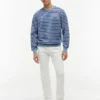 Randig sweatshirt i frotté med rund hals Randig sweatshirt i frotté med rund hals