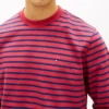 Randig sweatshirt i frotté med rund hals Randig sweatshirt i frotté med rund hals