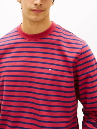 Randig sweatshirt i frotté med rund hals