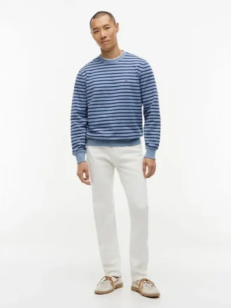 Randig sweatshirt i frotté med rund hals