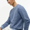 Randig sweatshirt i frotté med rund hals Randig sweatshirt i frotté med rund hals