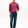 Randig sweatshirt i frotté med rund hals Randig sweatshirt i frotté med rund hals