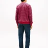 Randig sweatshirt i frotté med rund hals Randig sweatshirt i frotté med rund hals