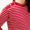 Randig sweatshirt med båthals och guldfärgade knappar Randig sweatshirt med båthals och guldfärgade knappar