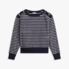 Randig sweatshirt med båthals och guldfärgade knappar Randig sweatshirt med båthals och guldfärgade knappar