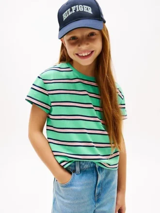 Randig T-shirt med ficka för barn