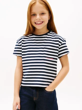 Randig T-shirt med ficka för barn