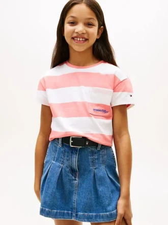 Randig T-shirt med ficka för barn