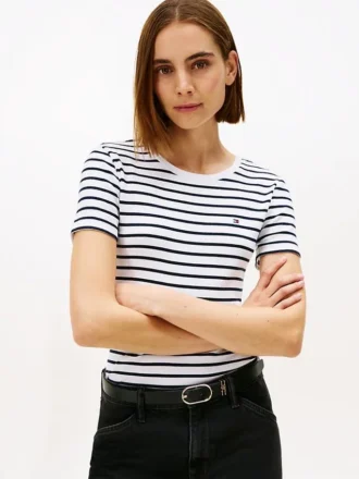 Randig T-shirt med rund hals