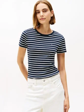 Randig T-shirt med rund hals