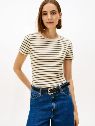 Randig T-shirt med rund hals