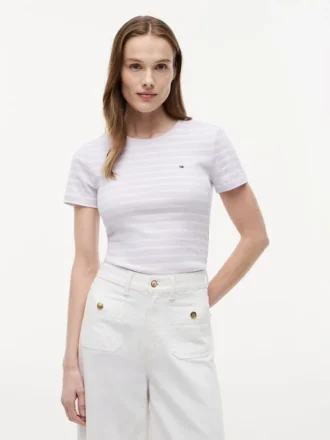 Randig T-shirt med rund hals