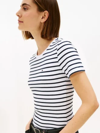 Randig T-shirt med rund hals